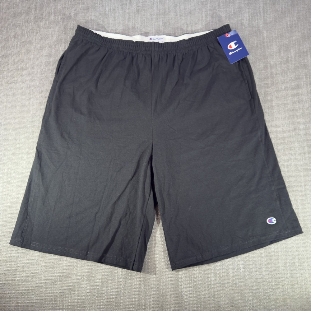 Champion Shorts Mens XLT Black Jersey Big & Tall 10 Inch Elastic Waist Pockets